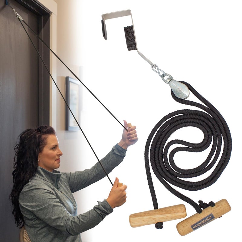 RangeMaster EconoRanger Shoulder Pulley for Over The Door Physical Therapy | Arm Rehab, Rotator Cuff and Surgery Recovery, Pulleys to Alleviate Shoulder Pain | Metal Bracket Door Attachment (Black) - Image 1